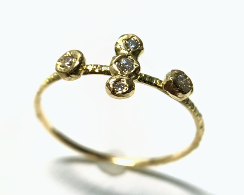 シエナロゼ　k10 5粒ダイヤ　リング　5号 ☆5粒ダイヤモンドリング☆k10 シエナロゼ k10 5粒ダイヤ リング 5号