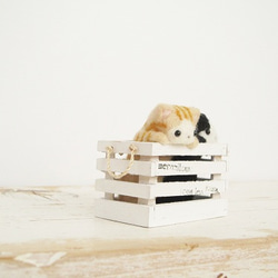 ミニチュア猫のウッドボックス（白） 3枚目の画像