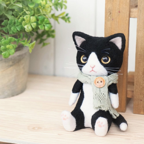 テディ猫＊ハチワレ＊猫＊羊毛フェルト 羊毛フェルト po*pisolino 通販