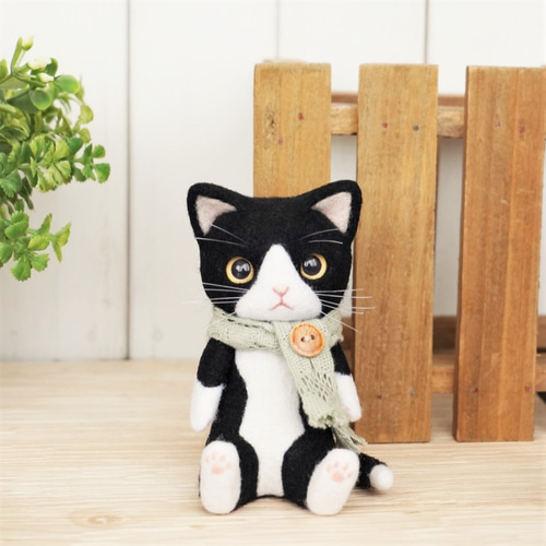 テディ猫＊ハチワレ＊猫＊羊毛フェルト 羊毛フェルト po