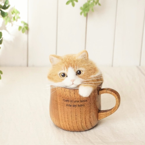 羊毛フェルト　猫(茶トラ白) ちょいリアルな茶トラ白の子猫が完成するまで【羊毛フェルト制作