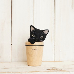 マグカップ猫＊羊毛フェルト＊白猫＊置物 羊毛フェルト po*pisolino