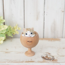 マグカップ猫*茶とら白*羊毛フェルト*猫 羊毛フェルト po マグカップ猫*茶とら白*羊毛フェルト*猫 羊毛フェルト po