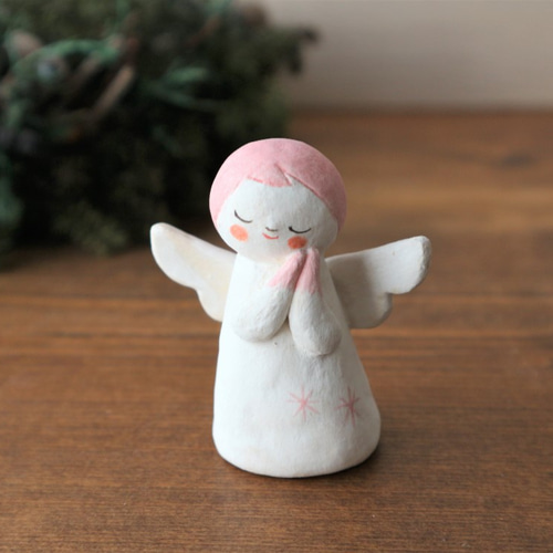 高品質の人気 陶器で作った天使 祈り(B) hukuyuki 福雪のAtelier その他人形 工芸品