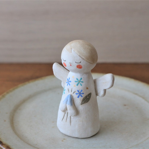 陶器で作った ふたりの仲良し天使 その他人形 福雪のAtelier hukuyuki