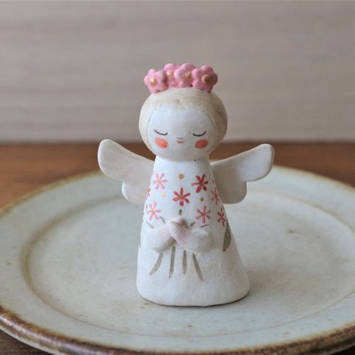 【美品】人形　天使　陶器　オブジェ　置物　インテリア　工芸品　美術品　A3113 美品】人形天使陶器オブジェ置物インテリア工芸品美術品A3113