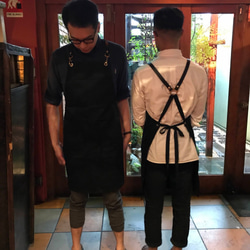 [ブラックデニムエプロン＆レザーストラップ] Cafe,Bar,レストラン,美容師さん,キャンプ&BBQにも 8枚目の画像