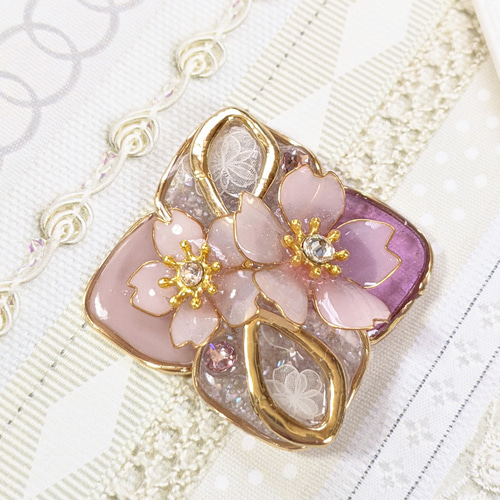 ○cs○紫○桜の選べる→ポニーフック＊へアゴム＊ブローチ○ ヘアゴム