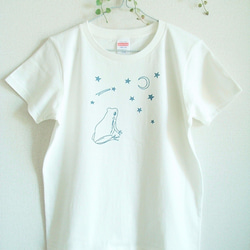 カエルさんTシャツ　星に願いを☆【オフホワイト】 2枚目の画像