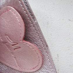 送料無料　パスモスイカピッタリサイズのハートモチーフパスケース　桜ピンク　Mano da Manaオリジナル 6枚目の画像