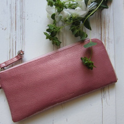 　送料無料　人気ナンバーワンカラー薄くて軽いエナメルロング長財布一番人気桜ローズ 2枚目の画像