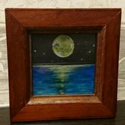 油絵原画 MOON 油彩画 原画 月 画鋲で設置可能 油絵原画 MOON 油彩画