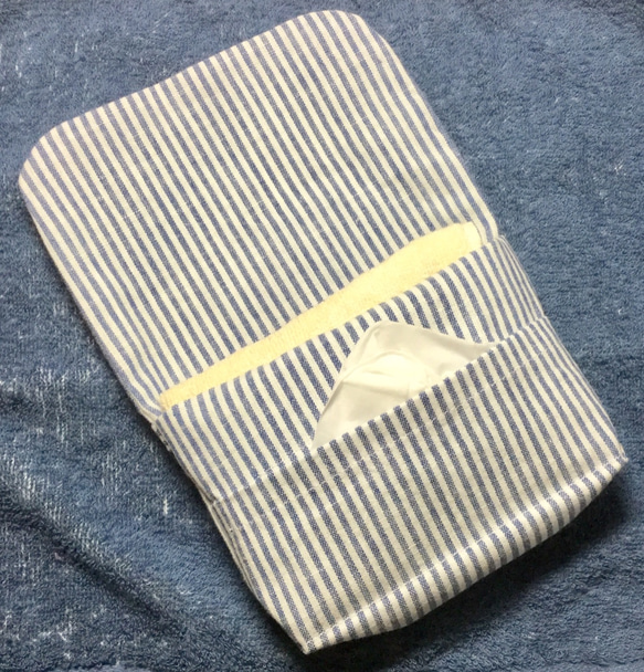 青に白のストライプの移動ポケット(クリップ付き) 3枚目の画像