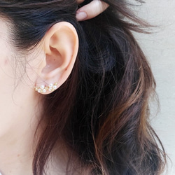 綻放的Swarovski珍珠耳環夾 / Blooms Swarovski pearl earring. 第2張的照片