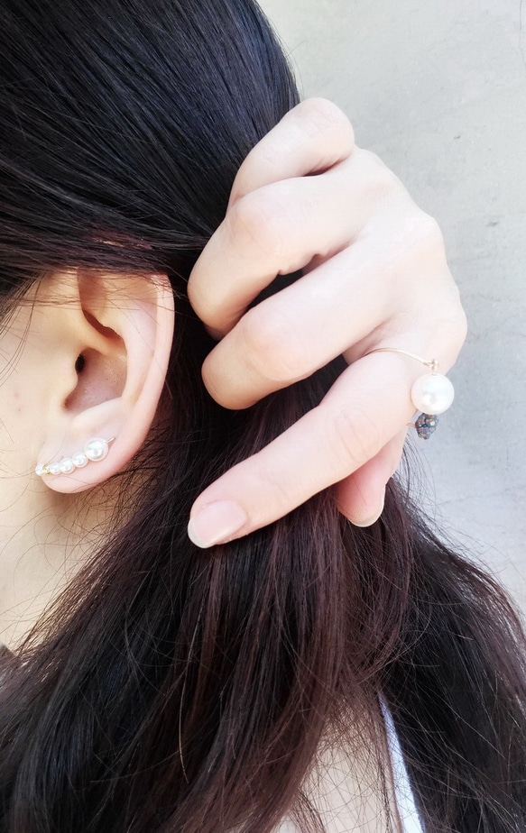 優雅經典Swarovski珍珠耳環夾/ Elegant classic Swarovski pearl earring 第2張的照片