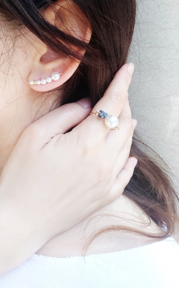 優雅經典Swarovski珍珠耳環夾/ Elegant classic Swarovski pearl earring 第4張的照片