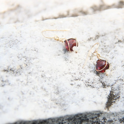 嫣紅石榴石耳環/ Bright Red Garnet earring 第3張的照片