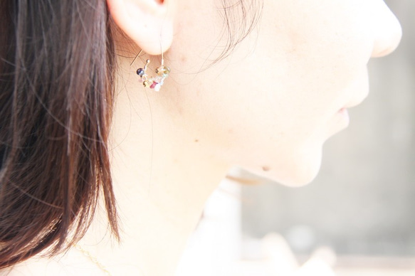 甜美迷幻彩石耳環/ Colorful multi semi stones14KGF earring 第3張的照片