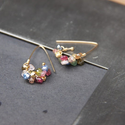 甜美迷幻彩石耳環/ Colorful multi semi stones14KGF earring 第1張的照片