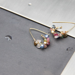 甜美迷幻彩石耳環/ Colorful multi semi stones14KGF earring 第6張的照片