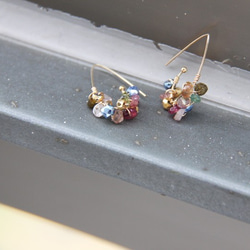 甜美迷幻彩石耳環/ Colorful multi semi stones14KGF earring 第7張的照片