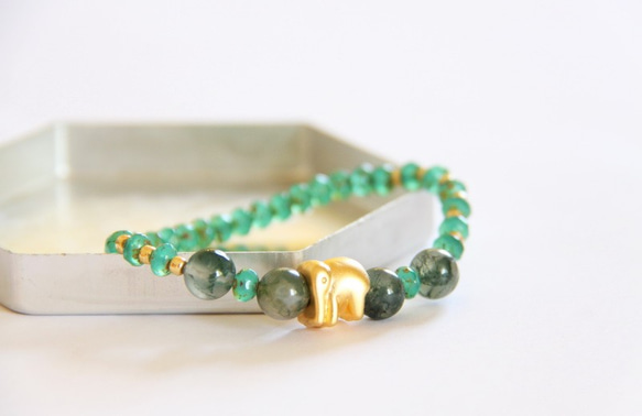 時尚能量珠寶系列-水草瑪瑙園珠手鍊/ Moss Agate bracelet 第2張的照片