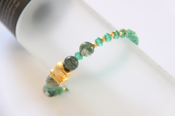 時尚能量珠寶系列-水草瑪瑙園珠手鍊/ Moss Agate bracelet 第4張的照片