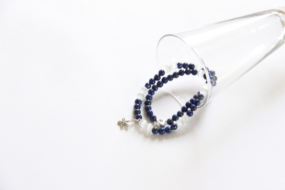 時尚能量珠寶系列-青金石貓眼石雙環手鍊/ Lapis Lazuli & cat's eye bracelet 第2張的照片