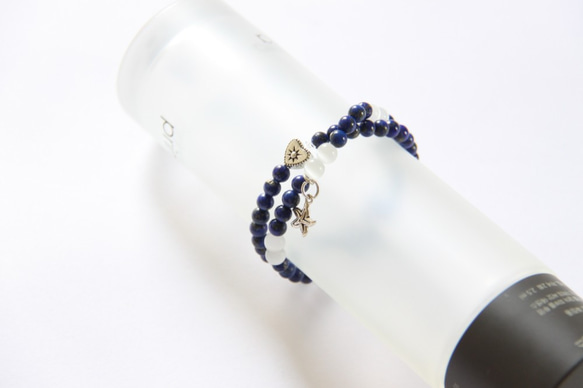 時尚能量珠寶系列-青金石貓眼石雙環手鍊/ Lapis Lazuli & cat's eye bracelet 第3張的照片
