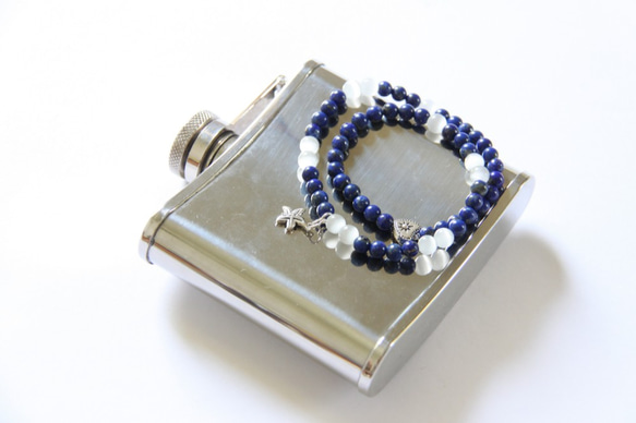時尚能量珠寶系列-青金石貓眼石雙環手鍊/ Lapis Lazuli & cat's eye bracelet 第5張的照片
