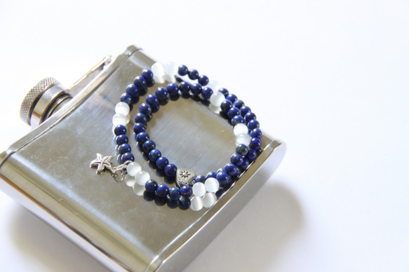 時尚能量珠寶系列-青金石貓眼石雙環手鍊/ Lapis Lazuli & cat's eye bracelet 第6張的照片