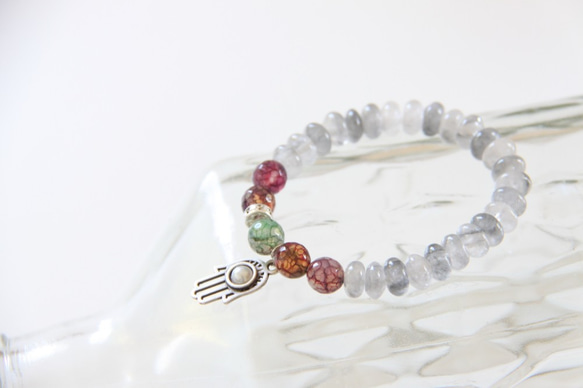 時尚能量珠寶系列-孔雀龍紋瑪瑙斜長石手鍊/ Agate & Labradorite bracelet 第2張的照片