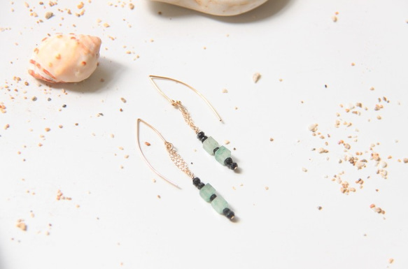 東菱石耳環/  Aventurine 14KGF long dangle earring 第2張的照片