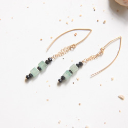 東菱石耳環/  Aventurine 14KGF long dangle earring 第3張的照片