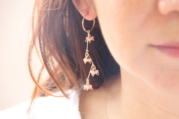 粉紅蛋白石14KGF耳環/ pink opal 14KGF earring 第2張的照片