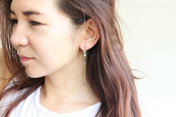 漾Der綠東菱石14KGF耳環/14KGF earring 第6張的照片