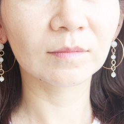 貓眼石14KGF大圈耳環/ cymophane　with 14KGF big hoop earring 第8張的照片