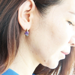 紫龍晶石碎片14KGF耳環/  Charoite beads with 14KGF earring 第5張的照片