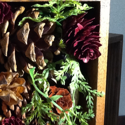 秋ハンドメイド2017』送料無料☆木箱アレンジ木の実のナチュラル