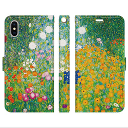 手帳型 スマホケース iPhone各種対応 名画★ クリムト 農場の庭 Flower Garden 1枚目の画像