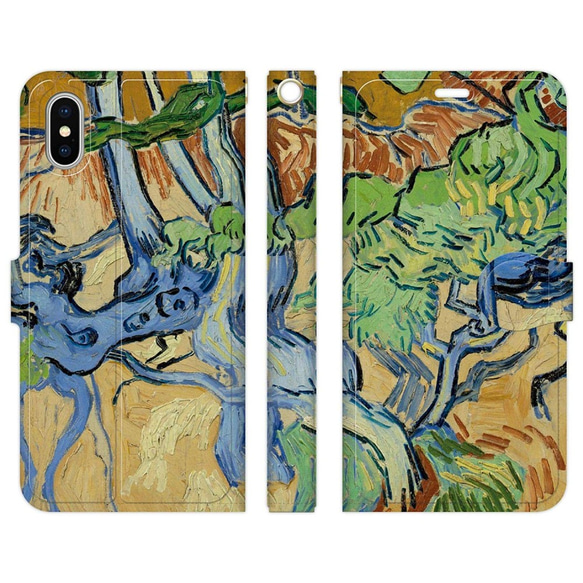 手帳型 スマホケース iPhone 各種対応 名画★ ゴッホ 木の根と幹 1枚目の画像