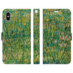 手帳型 スマホケース iPhone 各種対応 名画★ ゴッホ 花咲く牧草地 1枚目の画像