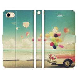 手帳型 スマホケース iPhone 各種対応 海と風船 1枚目の画像
