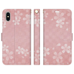 手帳型 スマホケース iPhone/アンドロイド 各種対応  和柄 桜 ピンク 1枚目の画像