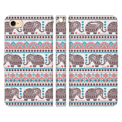 手帳型 スマホケース iPhone/アンドロイド 各種対応 エスニック アジアンテイスト 象　 1枚目の画像