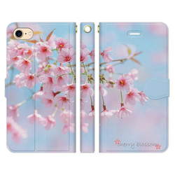 手帳型 スマホケース iPhone/アンドロイド 各種対応  cherry blossom 1枚目の画像