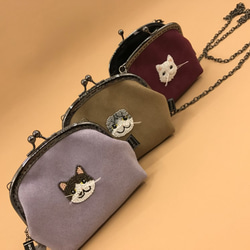 貓咪大臉系列  白貓 長毛貓 口金包 零錢包 縫珠零錢包  含鍊子 第6張的照片