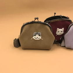 猫の顔のシリーズ折り畳み猫の金の袋の財布の縫製のビーズの変更 1枚目の画像