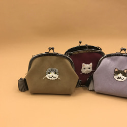 猫の顔のシリーズ折り畳み猫の金の袋の財布の縫製のビーズの変更 4枚目の画像