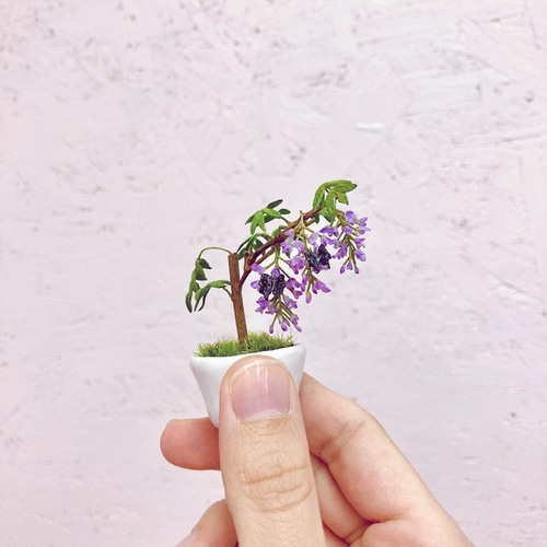 揚羽蝶付藤の花 ミニチュア その他アート テートリヒェスギフト